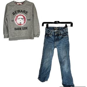 Star Wars Sequin Flip Graphic Sweatshirt with Bootcut Old Navy Jeans size 6